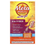 Fibra 4 en 1 para llevar a todos lados, Sin azúcar, Naranja (30 sobres en polvo, 5,8 g (0,21 oz) cada uno)