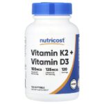 Vitamina K2 y vitamina D3 (120 cápsulas blandas)