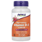 Vitamina D3, Alta potencia, 1000 UI (180 cápsulas blandas)