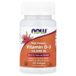 Vitamina D3, Alta potencia, 10.000 UI (120 cápsulas blandas)