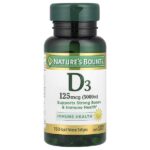 Vitamina D3, 125 mcg (5000 UI) (150 cápsulas blandas de liberación rápida)