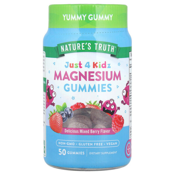 Just 4 Kidz, Gomitas de magnesio, Deliciosas bayas mixtas (50 gomitas)