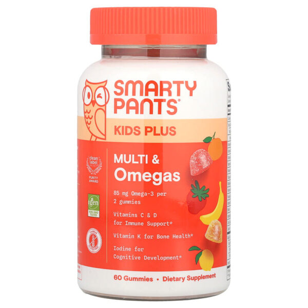 Kids Plus, Gomitas multivitamínicas con omega, Limón, naranja, fresa y banano